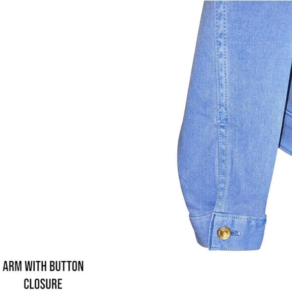 MICHAEL MICHAEL KORS Cropped Gold Hardware Colbalt Blue LongSleeve  Jean Jacket - Picture 7 of 15